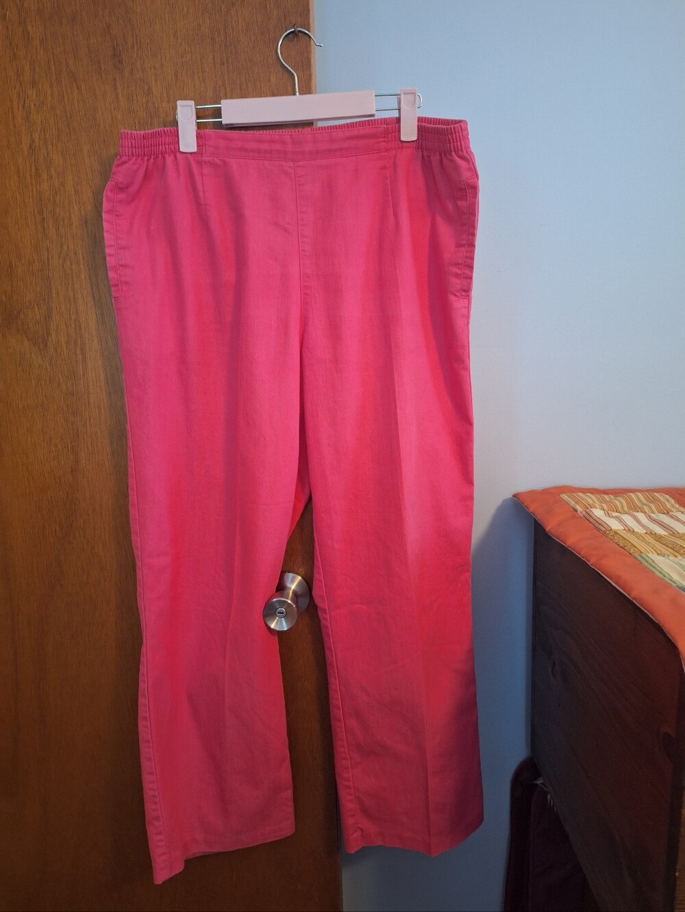 Koret Bright Pink Straight-Leg Elastic Waist In Back Women's Pants Size 12